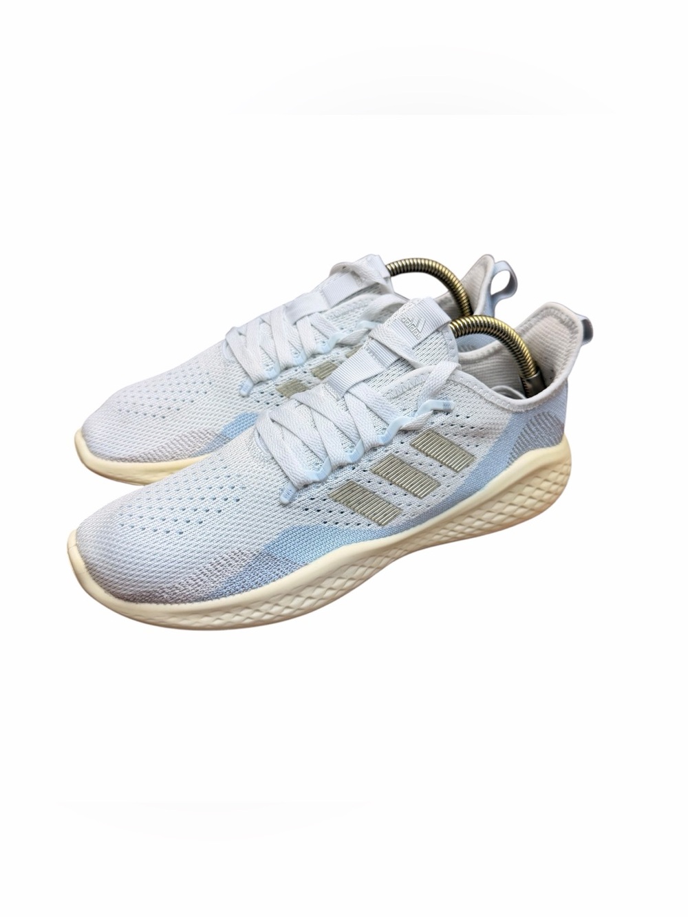 adidas women size 9 Breathable Knit Trainers in Light Blue & Cream